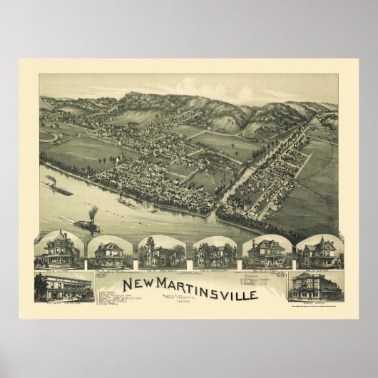 New Martinsville, WV Panoramic Map - 1899 Poster (Vorne)