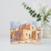 New Mexico Adobe Houses Watercolor Travel Postkarte (Stehend Vorderseite)