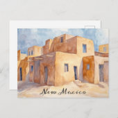 New Mexico Adobe Houses Watercolor Travel Postkarte (Vorne/Hinten)