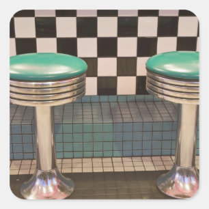 New Mexico, Albuquerque. The 66 Diner entlang Quadratischer Aufkleber