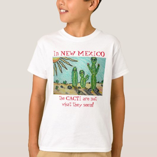 New Mexico Alien Cactus Funny Roswell Cartoon T-Shirt (Vorderseite)