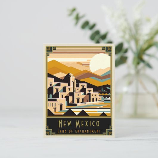 New Mexico | Art Deco Postkarte (Stehend Vorderseite)