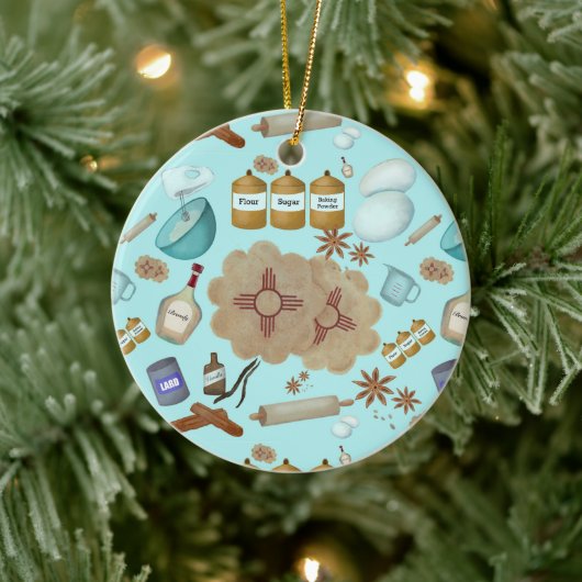New Mexico Biscochito Cookies Zia Sun Keramik Ornament (Baum)