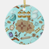 New Mexico Biscochito Cookies Zia Sun Keramik Ornament (Vorne)