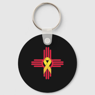 New Mexico Childhood Cancer Awareness Zia Yellow R Schlüsselanhänger