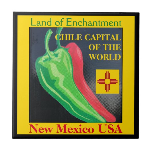 New Mexico Chile Land der Verzauberung Rot oder Gr Fliese (Vorderseite)
