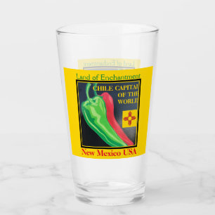 New Mexico Chile Land of Enchantment Tee Bier Glas