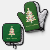 New Mexico Christmas Ornaments Zia Red Green Ofenhandschuh & Topflappen-Set (Vorderseite/Rückseite)