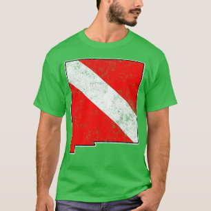 New Mexico Dive Flag Scuba Diving Staat Karte Tauc T-Shirt