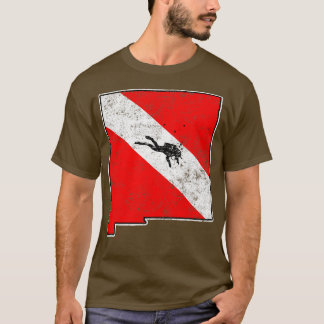 New Mexico Dive Flag Scuba Diving Staat Karte Tauc T-Shirt