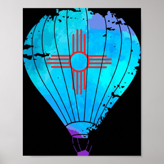 New Mexico Festival Hot Air Balloon Zia Gift  Poster (Vorne)