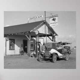 New Mexico Filling Station, 1936. Vintages Foto Poster