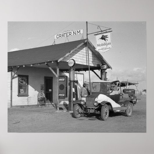 New Mexico Filling Station, 1936. Vintages Foto Poster (Vorne)