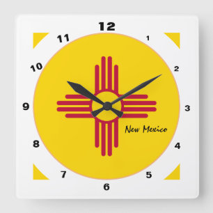 New Mexico Flag & New Mexico mode / design USA Quadratische Wanduhr