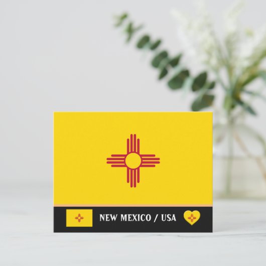 New Mexico Flag & New Mexico Staat USA/Amerika Postkarte (Stehend Vorderseite)