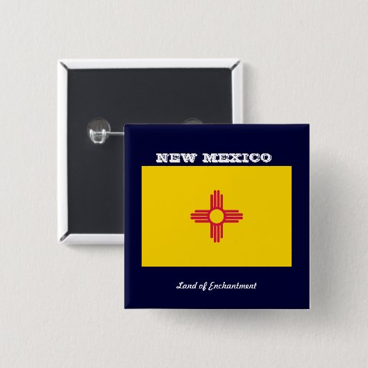 NEW MEXICO FLAG UND SLOGAN BUTTON (Vorne & Hinten)