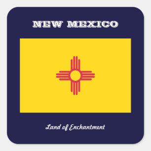 NEW MEXICO FLAG UND SLOGAN QUADRATISCHER AUFKLEBER