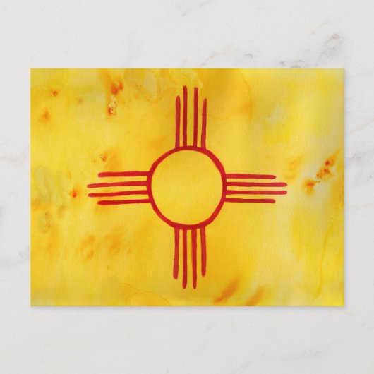 New Mexico Flag Wasserfarbe Kunst Postkarte (Vorderseite)