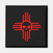 New Mexico Flag Zia Sun Skull ; State Pride Tee Magnet (Vorne)