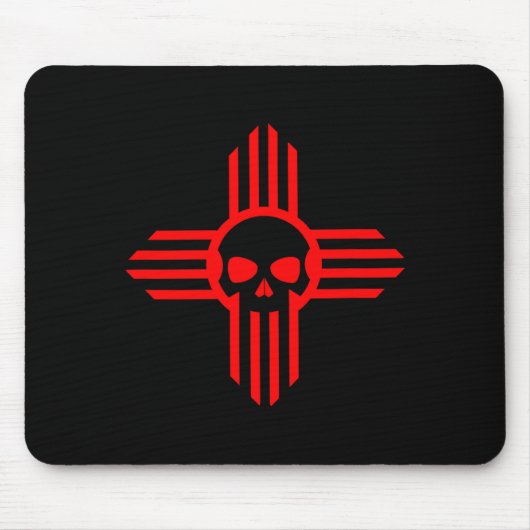 New Mexico Flag Zia Sun Skull ; State Pride Tee Mousepad (Vorne)