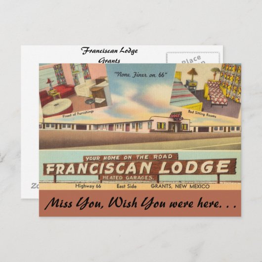 New Mexico, Franciscan Lodge, Grants Postkarte (Vorne/Hinten)