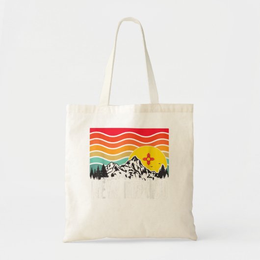 New Mexico Graphic Retro Staat Trees Mountains Sun Tragetasche (Vorne)