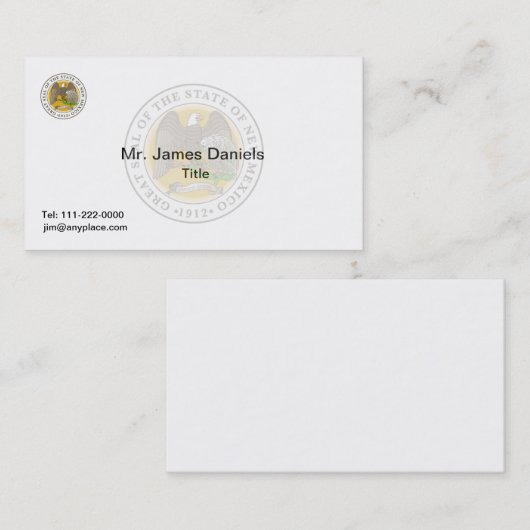 New Mexico Great Siegel Visitenkarte (Vorne/Hinten)