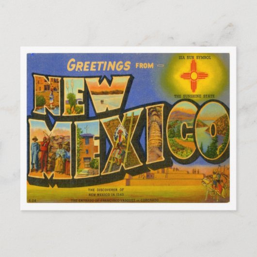 New Mexico Gruß von US-Staaten Postkarte (Vorderseite)