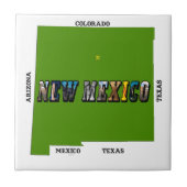 New Mexico Kartenumriss Foto Text Fliese (Vorderseite)