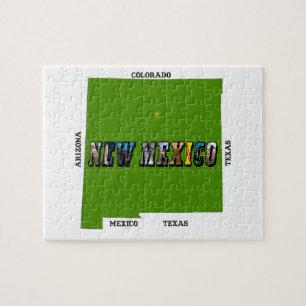 New Mexico Kartenumriss Foto Text Puzzle