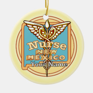 New Mexico Krankenschwester Caduceus  Keramik Ornament