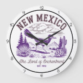 New Mexico Land of Enchantment Roadrunner Große Wanduhr (Vorderseite)
