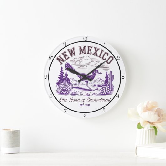 New Mexico Land of Enchantment Roadrunner Große Wanduhr (Zuhause)