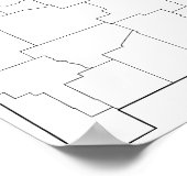 New Mexico Landkreise Blank Kontur Map Poster (Ecke)