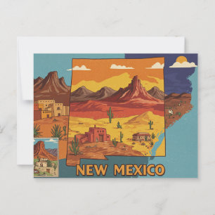 New Mexico Landschaftskunst Illustrierte Staat K Postkarte