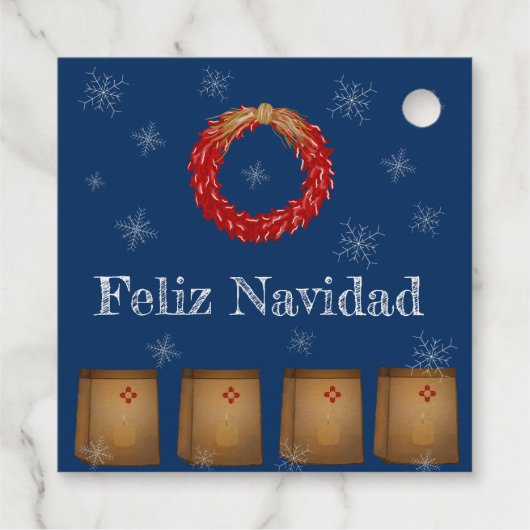 New Mexico Luminarias Farolitos Zia Roter Chile Geschenkanhänger (Rückseite)