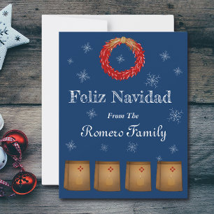 New Mexico Luminarias Farolitos Zia Roter Chili  Feiertagskarte