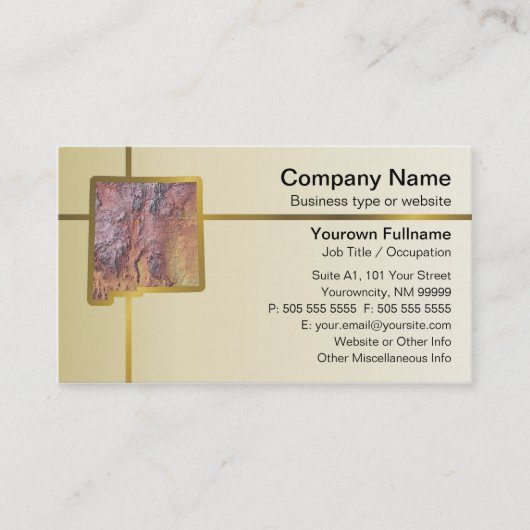 New Mexico Map Business Card Visitenkarte (Vorderseite)