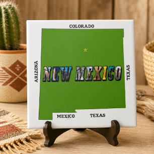 New Mexico Map Kontur Foto Text Fliese