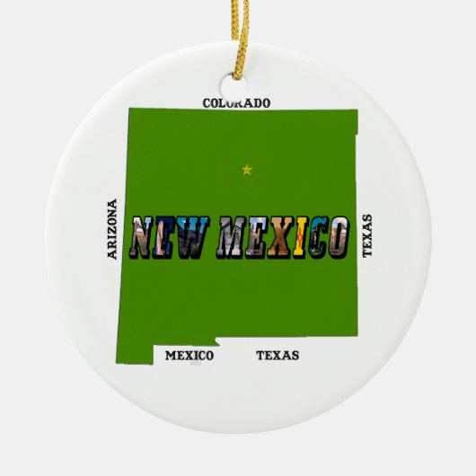 New Mexico Map Kontur Foto Text Keramikornament (Vorne)