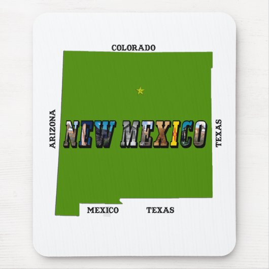 New Mexico Map Kontur Foto Text Mousepad (Vorne)