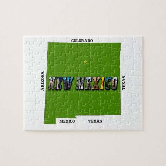 New Mexico Map Kontur Foto Text Puzzle (Horizontal)