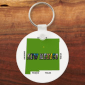 New Mexico Map Kontur Foto Text Schlüsselanhänger (Vorderseite)