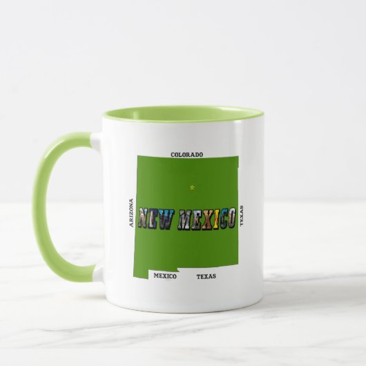New Mexico Map Kontur Foto Text Tasse (Links)