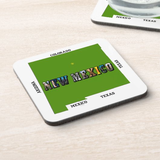 New Mexico Map Kontur Foto Text Untersetzer (Linke Seite)