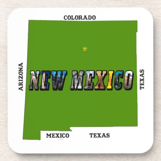New Mexico Map Kontur Foto Text Untersetzer (Vorderseite)