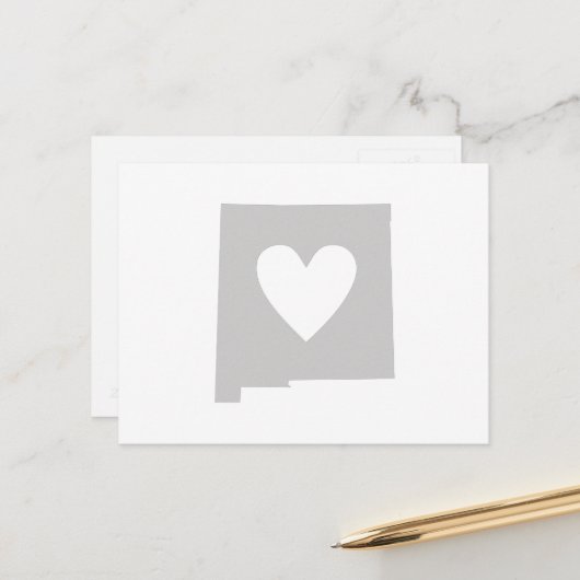 New Mexico Map Shape Grey Heart Cutout Mexikanisch Postkarte (Vorderseite/Rückseite Beispiel)