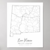 New Mexico Minimal Street Map Poster (Vorne)
