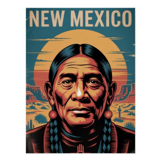 New Mexico Native Symbol Desert Sunset Poster (Vorderseite)