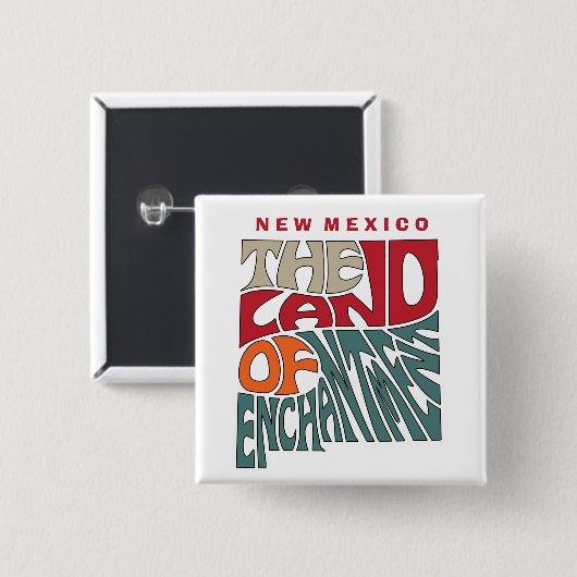 New Mexico Nickname Word Art Button (Vorne & Hinten)